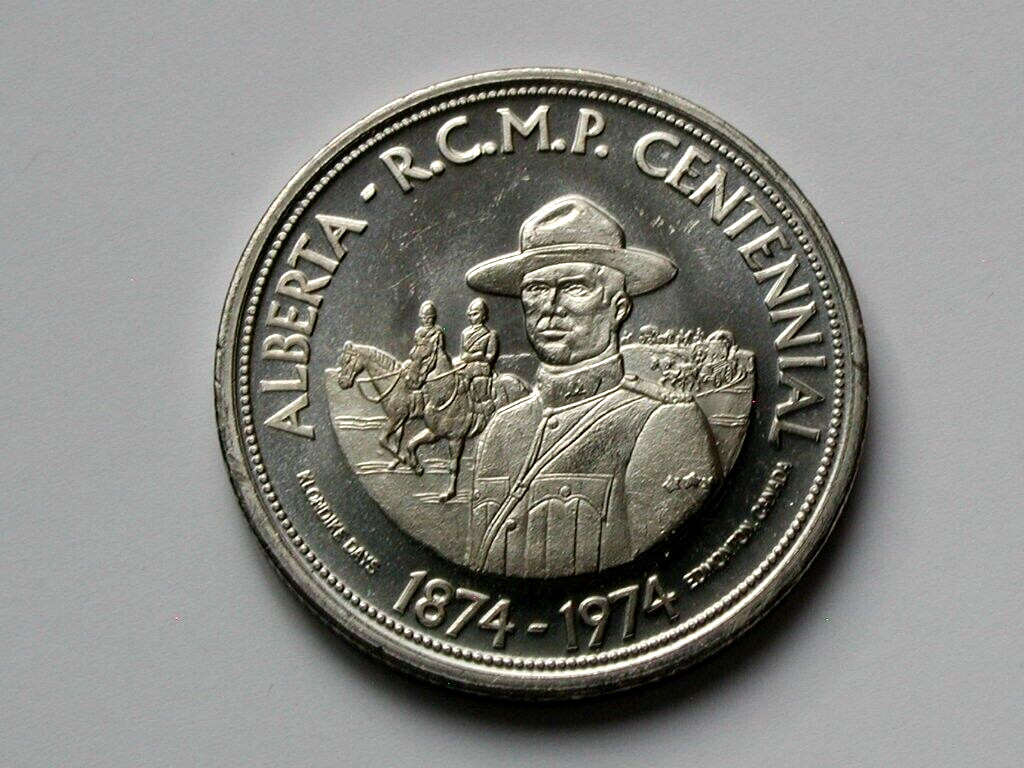 Edmonton AB CANADA 1974 Trade DOLLAR Token with Police Mountie for RCMP 100th