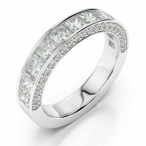 Lab-Created 2.10 Ct Princess Cut White Diamond Wedding Ring 925 Sterling Silver