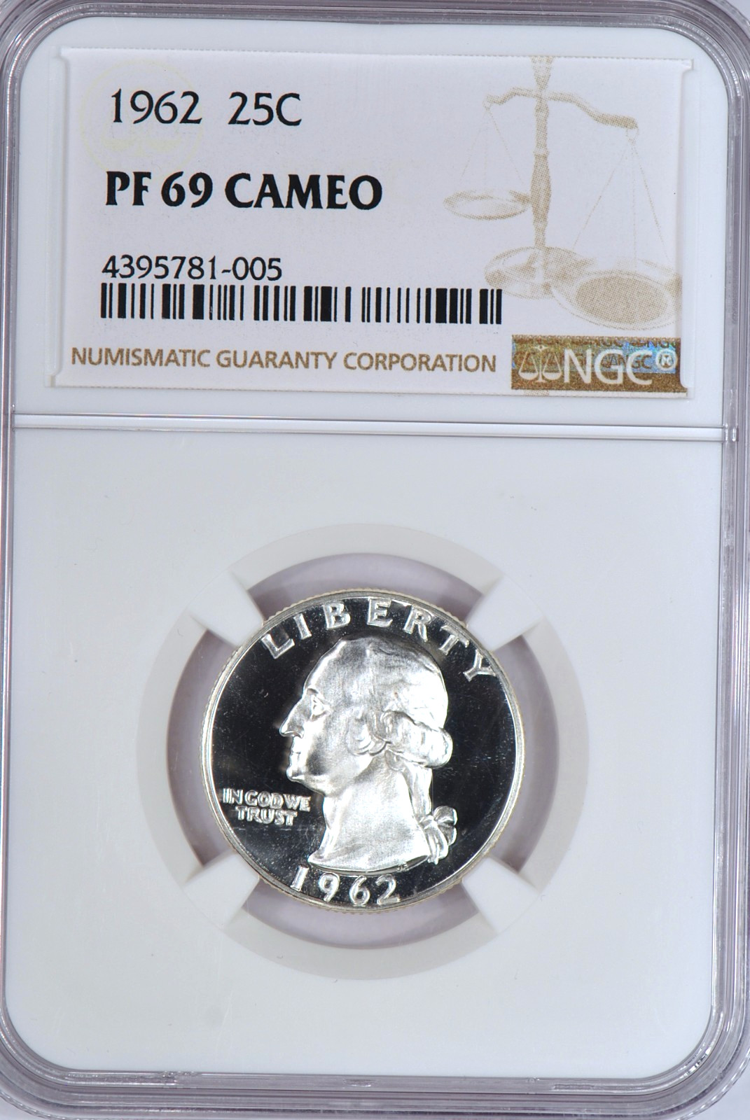 1962 Washington Quarter Proof NGC PF 69 CAMEO PR 69 CAM Frosty Silver Coin 25C