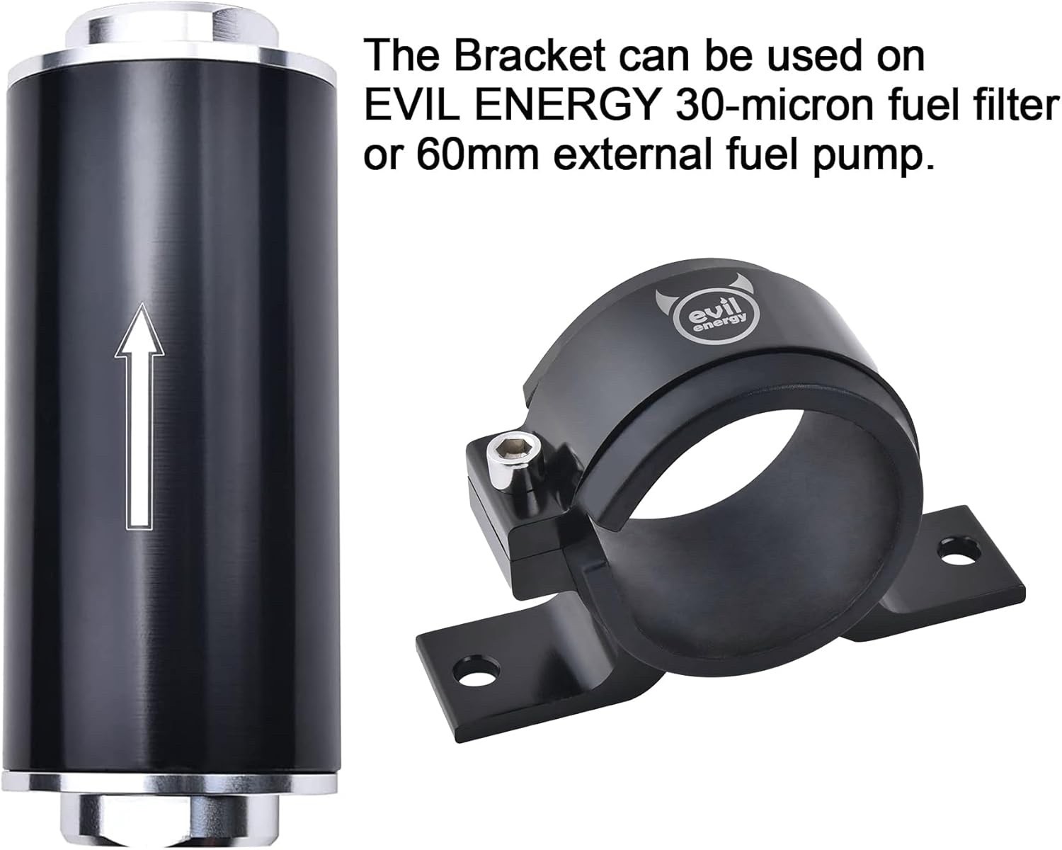 EVIL ENERGY 60mm Fuel Filter Mounting Bracket, Pump Clamp 60mm, Black