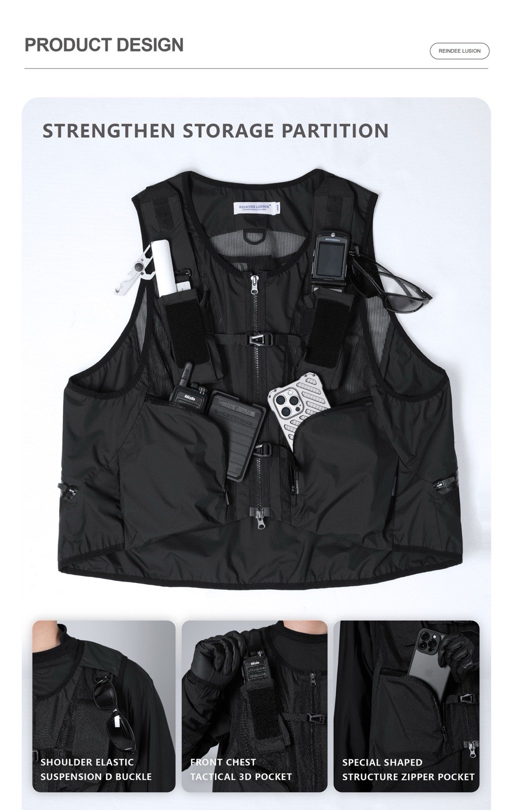 REINDEE LUSION 0219 FUNCTIONAL LIGHTWEIGHT TACTICAL TECHWEAR VEST MEDIUM