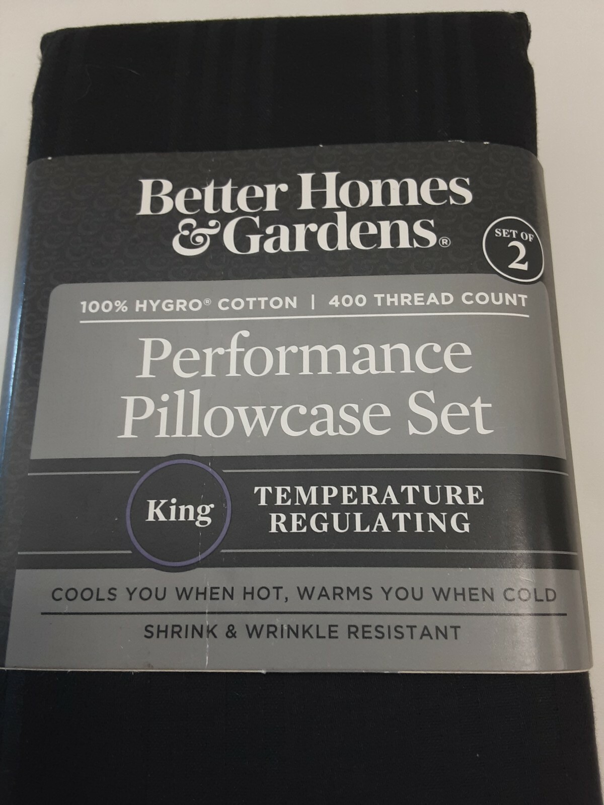Better Homes & Gardens Performance Pillowcase Set Dark Gray Size K BNWT!