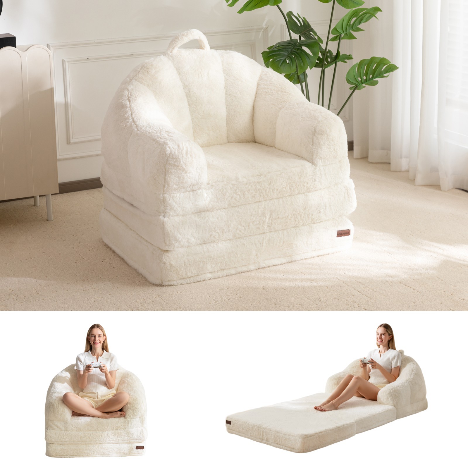 MAXYOYO Folding Sofa Bed,2-in-1 Convertible Sofa, Bean Bag Chair with Armrests