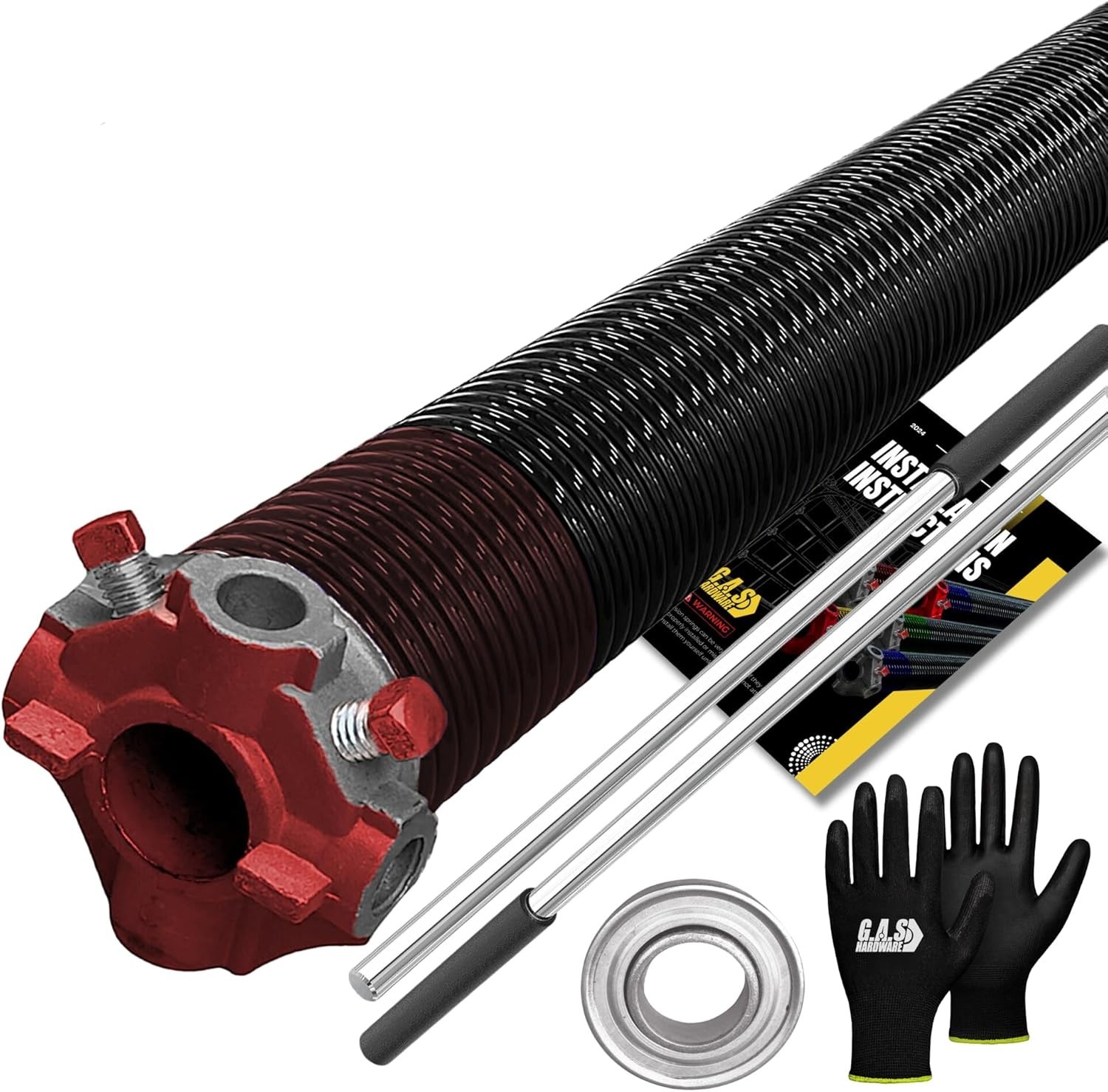 Garage Door Torsion Spring 234x1.75x35 RED for LEFT SIDE w/ Bearing,Gloves &Bars