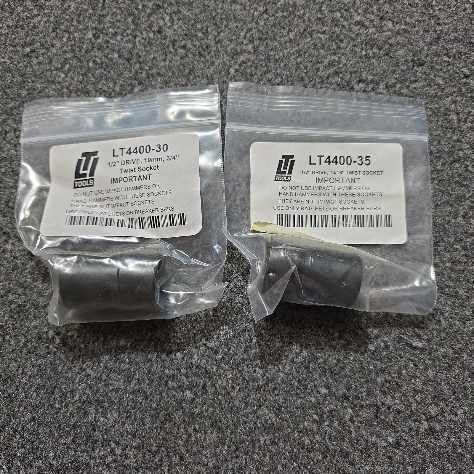 Twist Impact Sockets LTI Tools 1/2" Drive 3/4" & 13/16" LT4400 2pk Lot New