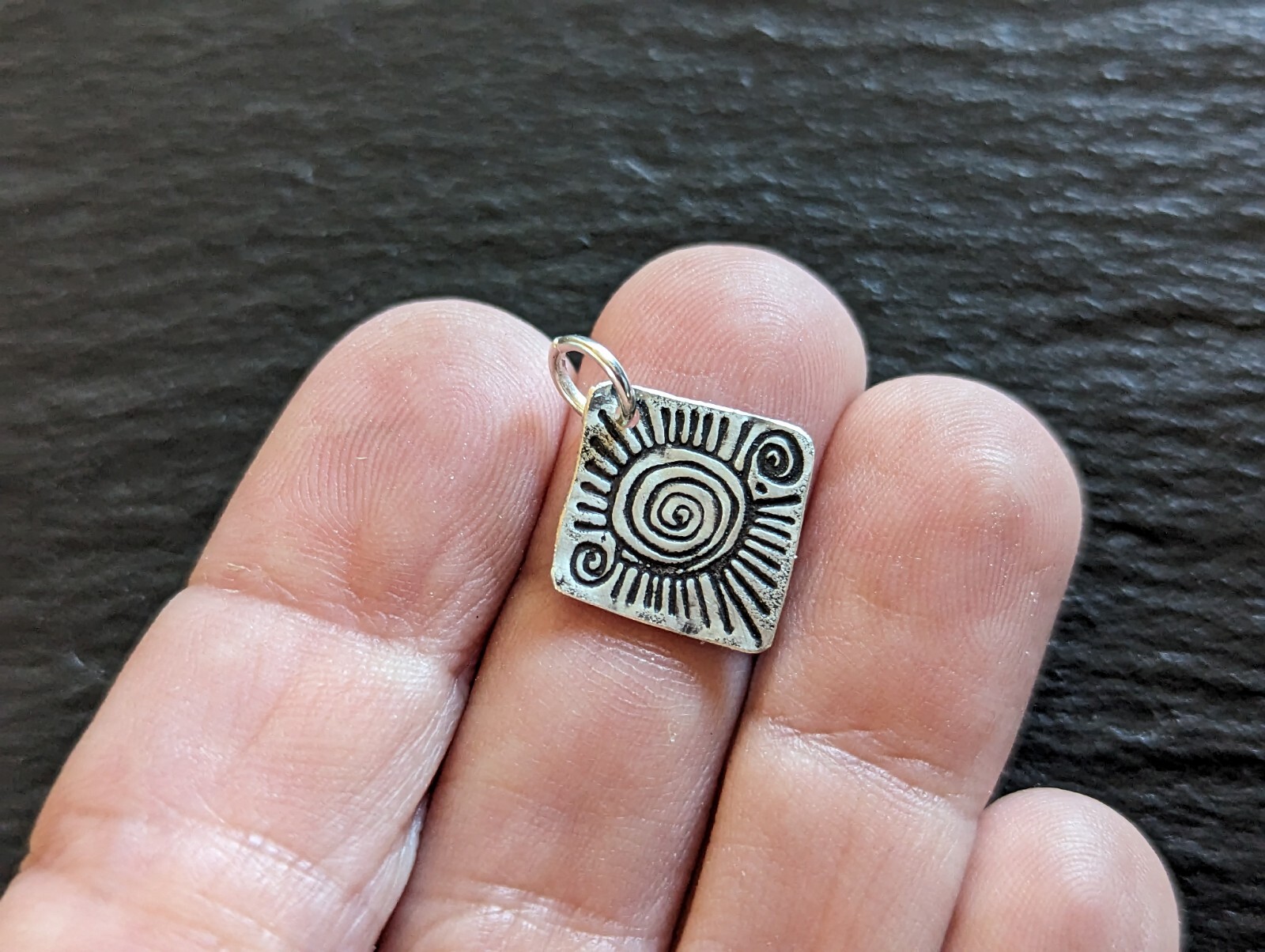 Tiny freeform sterling silver charm - handmade