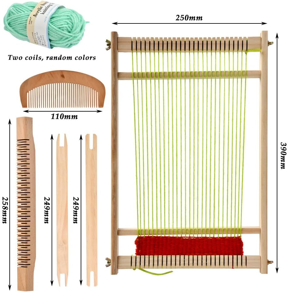 FOCCTS Wooden Multi-Craft Weaving Loom Large Frame 9.84 X 15.35 X 1.3Inch, Tapes