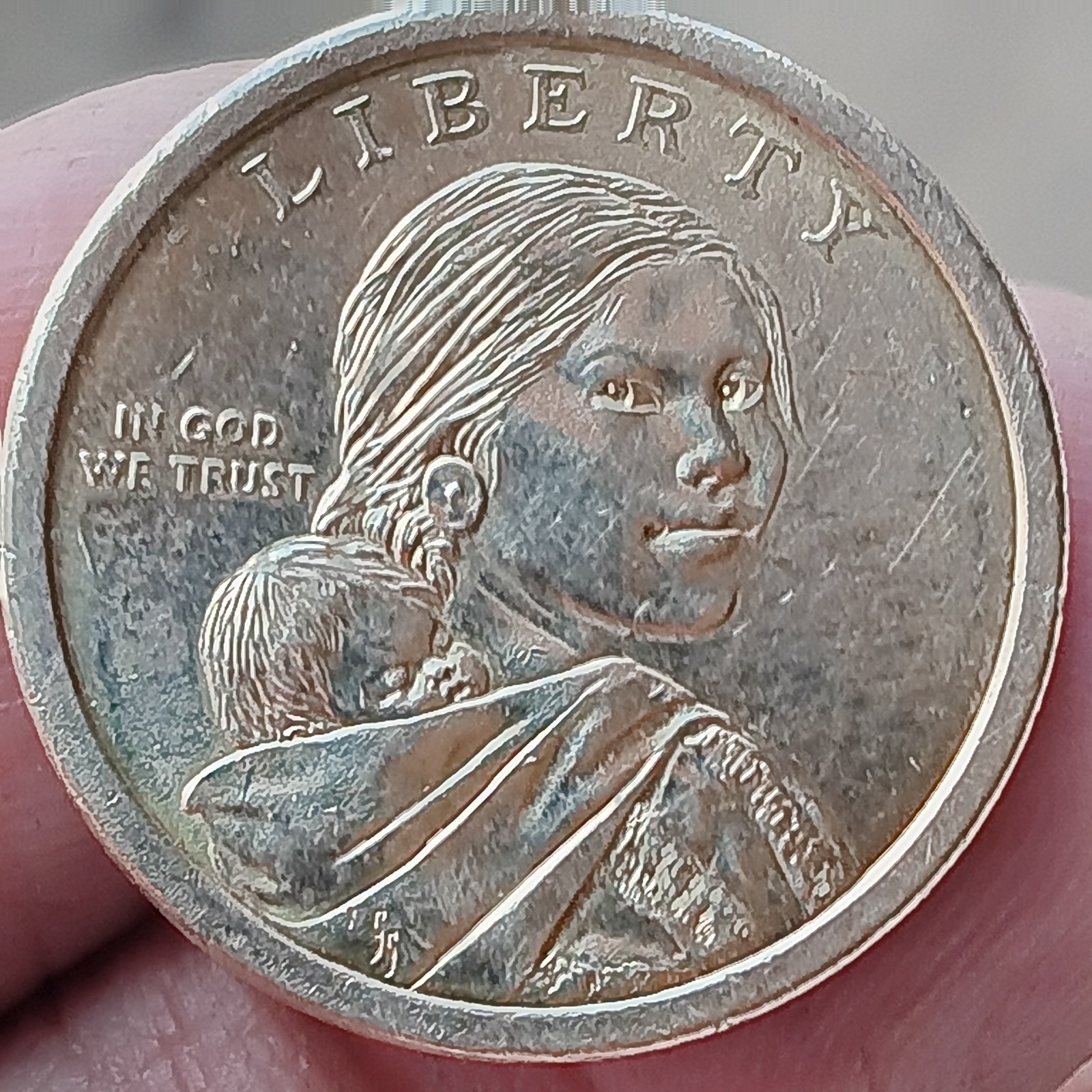 Sacagawea 2009 P Mint Dollar Coin, Marked On Rim
