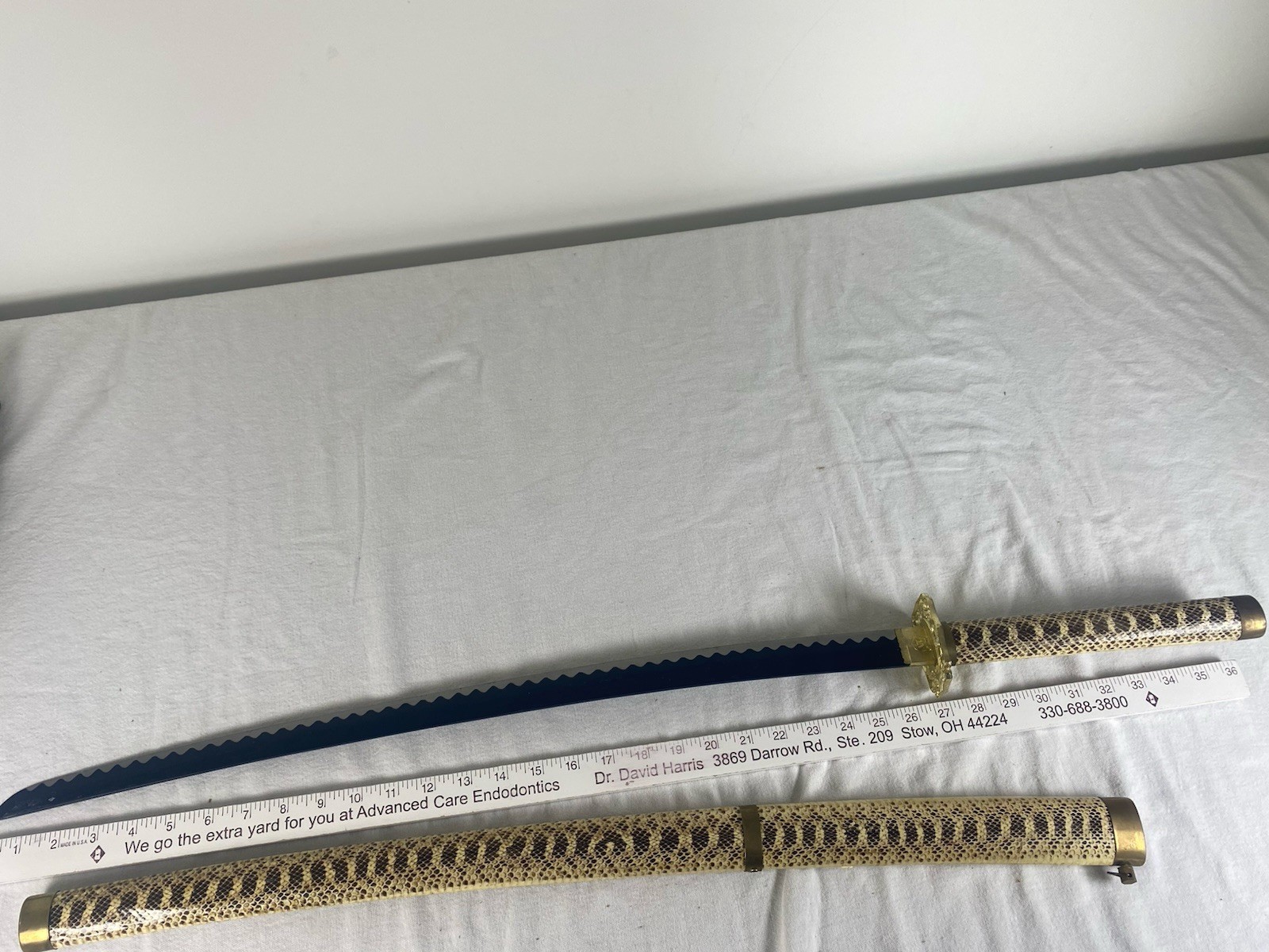 36 Inch Sword With Faux Snakeskin Scabbard UNBRANDED Steele Blade WALL HANGER