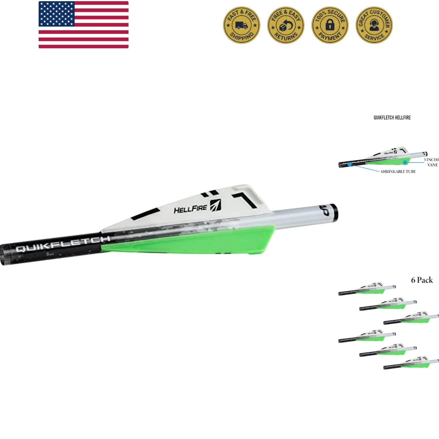 NAP Quikfletch Hellfire 2" Vanes Arrow Fletching System