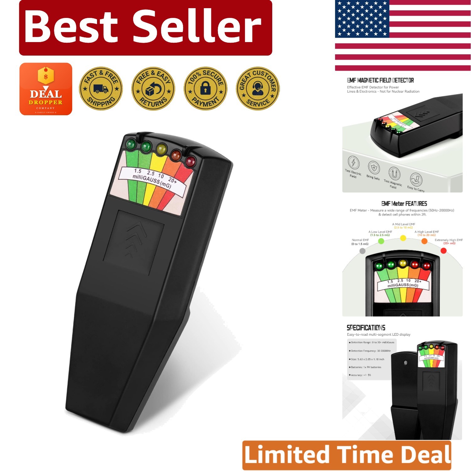 Easy-to-Use Handheld EMF Detector for Safe Ghost Hunts & EMF Exposure Control