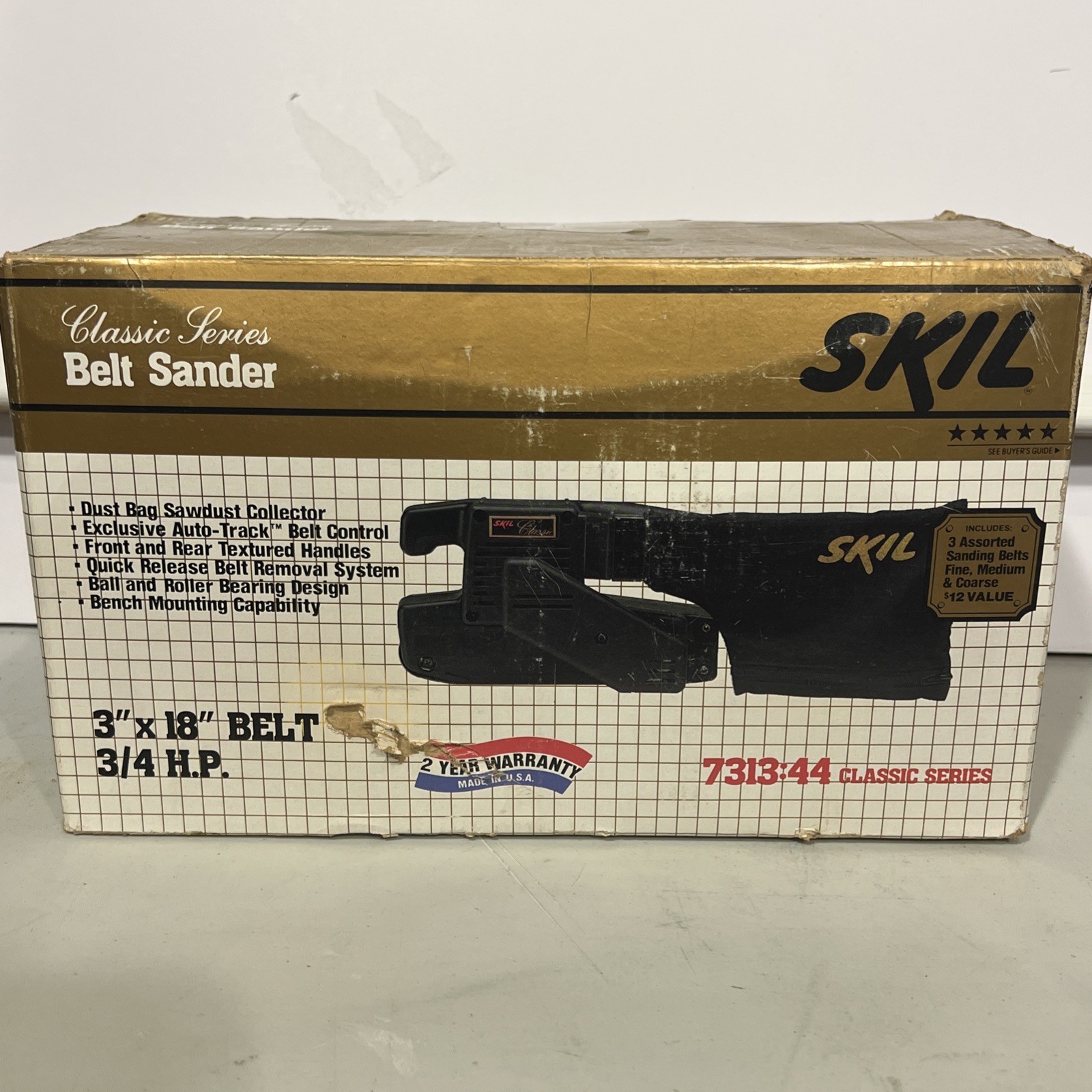 Vintage Skill Classic Series Belt Sander #7313 3/4 HP Motor W/Bag