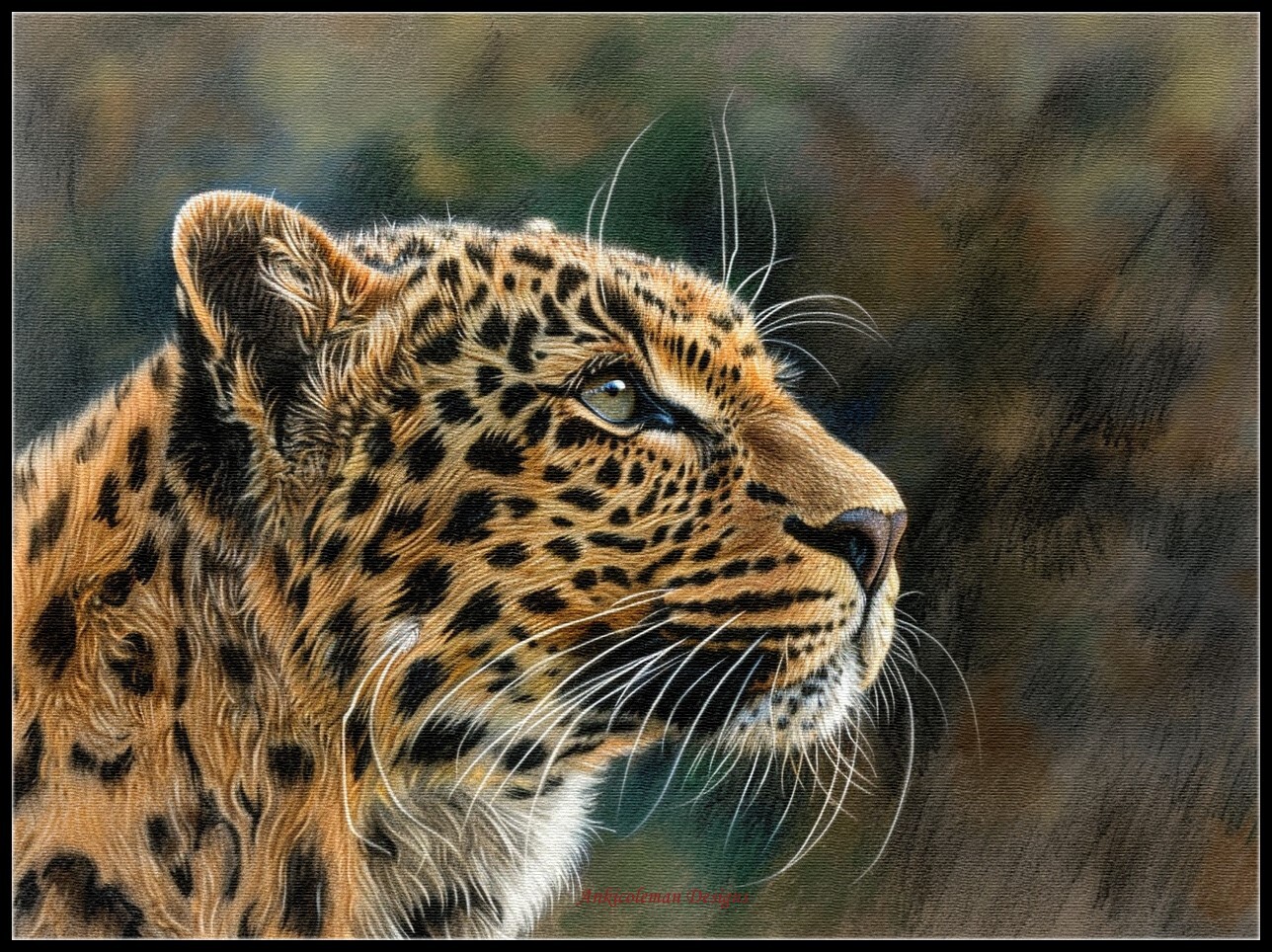 Elegant Leopard - DIY Chart Counted Cross Stitch Patterns Needlework DMC Color