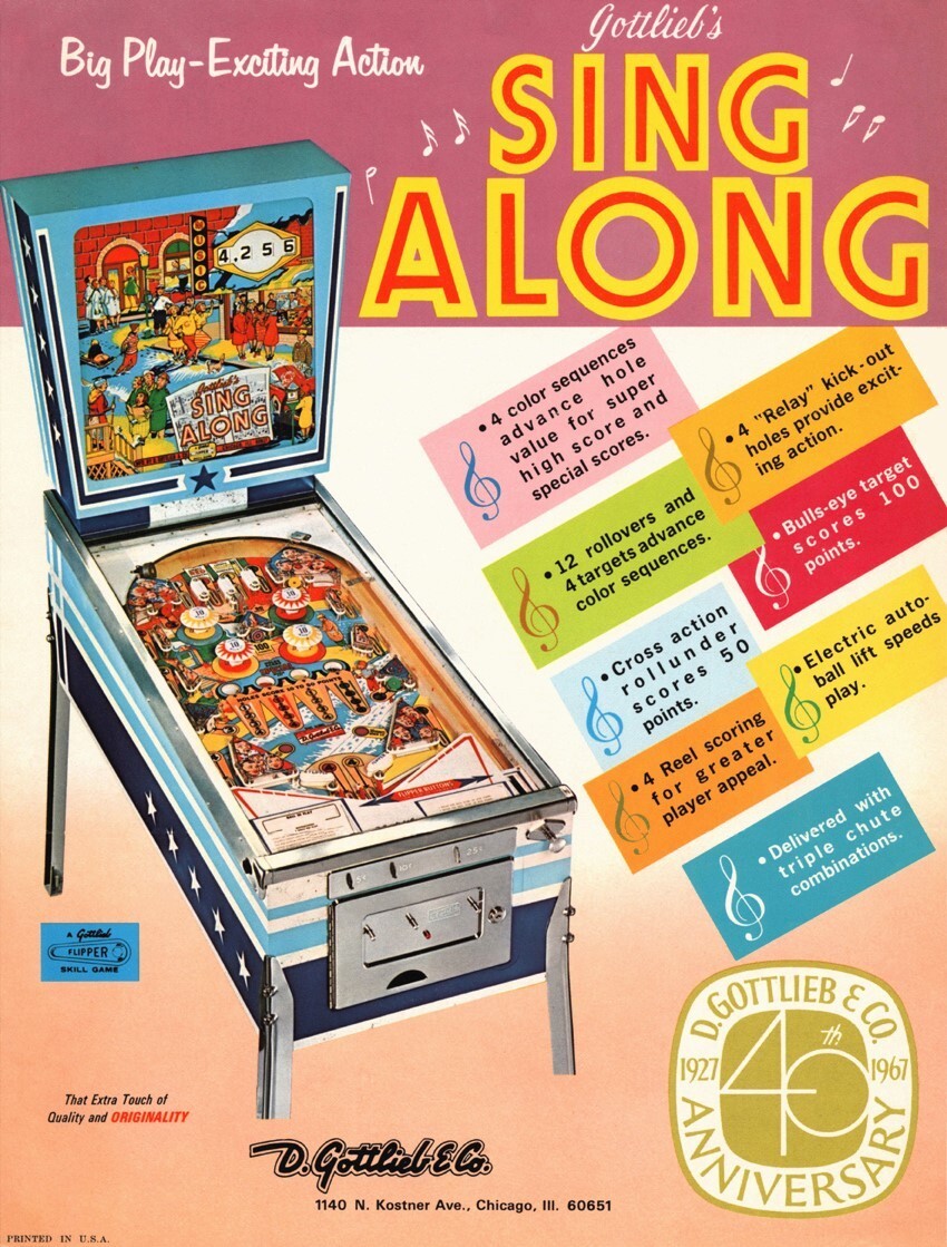 1967 Gottlieb Sing Along Pinball Machine Rubber Ring Kit