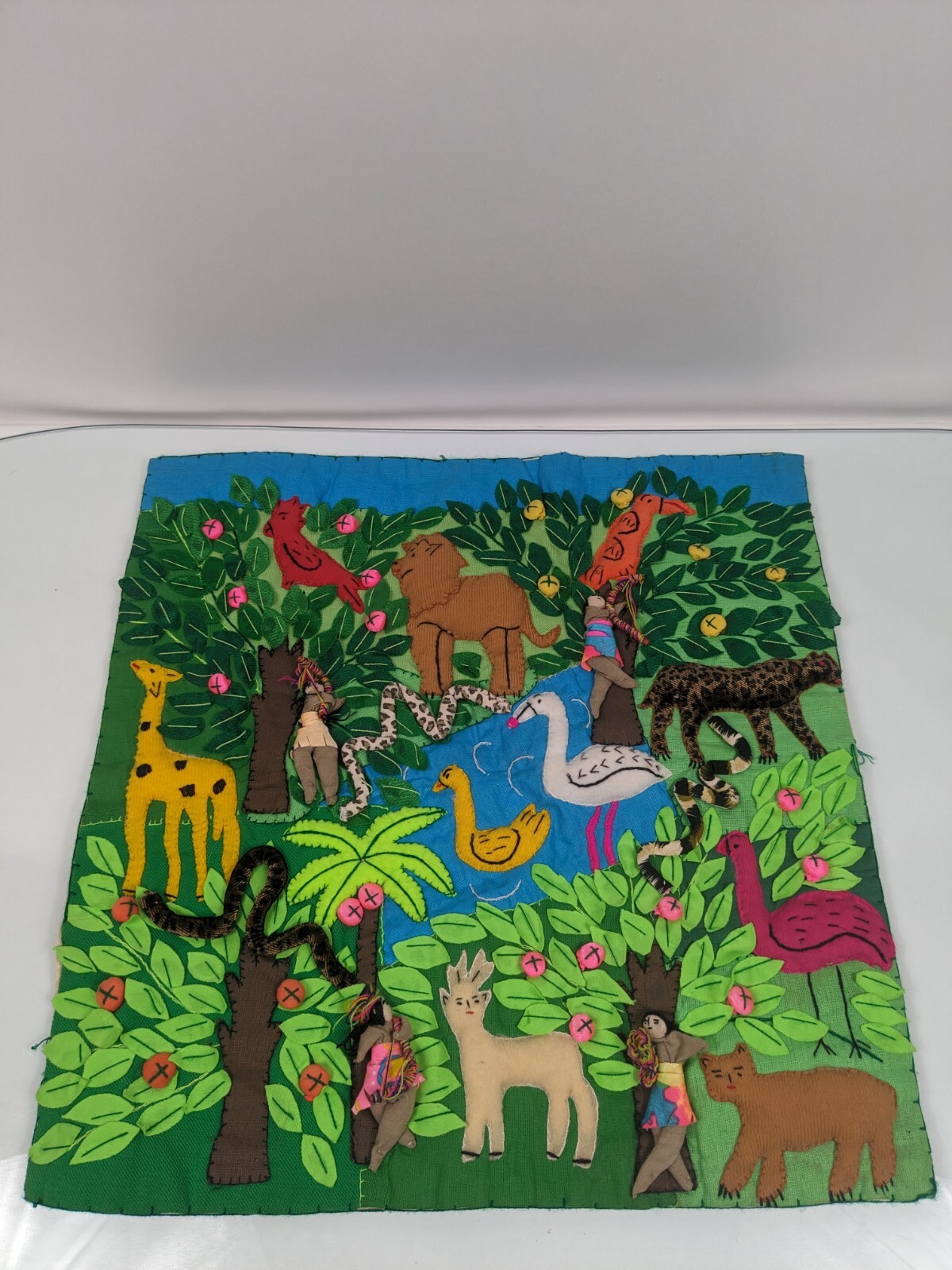 Arpillera quilt Amazonian Design 18" - Wall art fabric Decor -  Wall ornaments