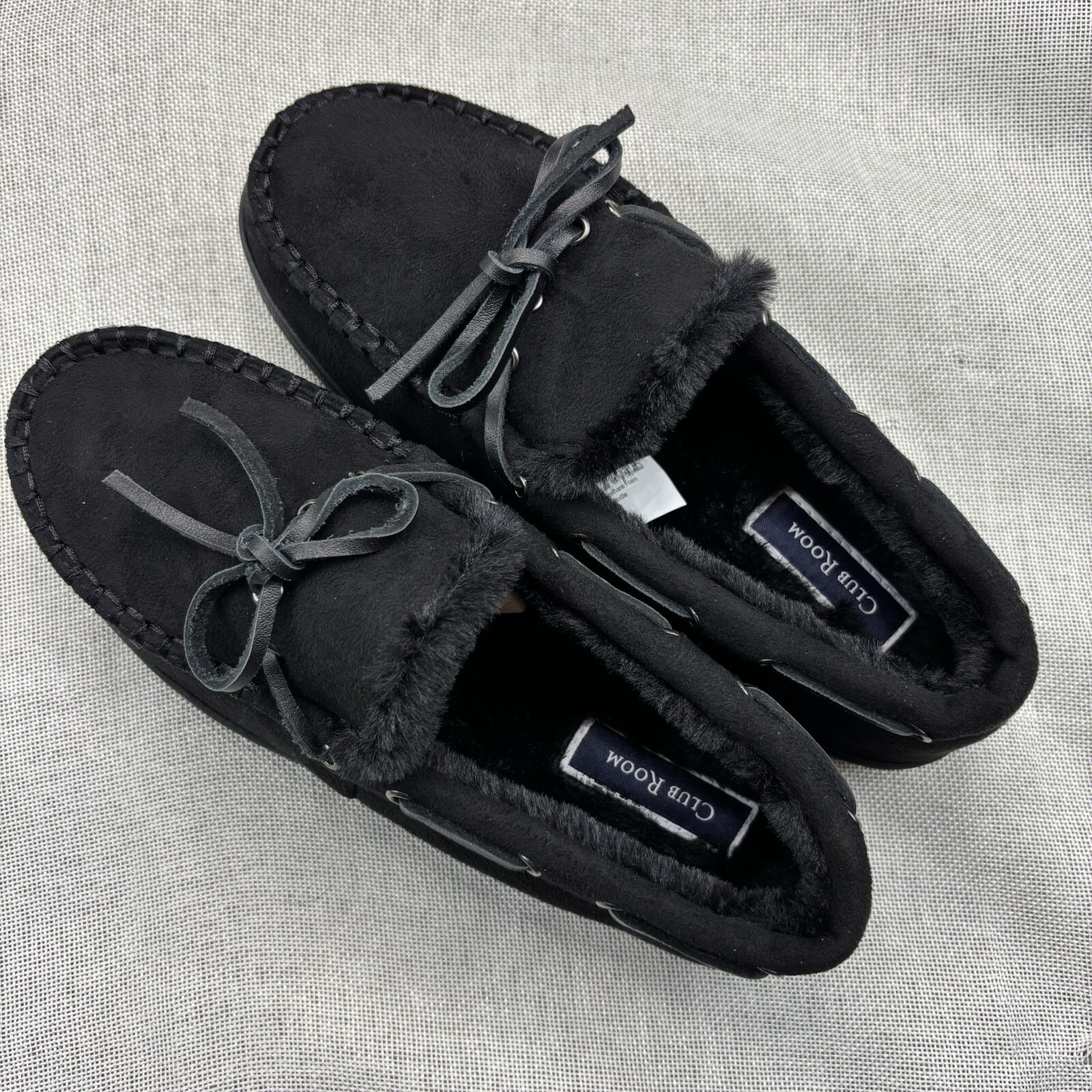 Club Room Mens Moccasin Slippers Black Size Small 6-7