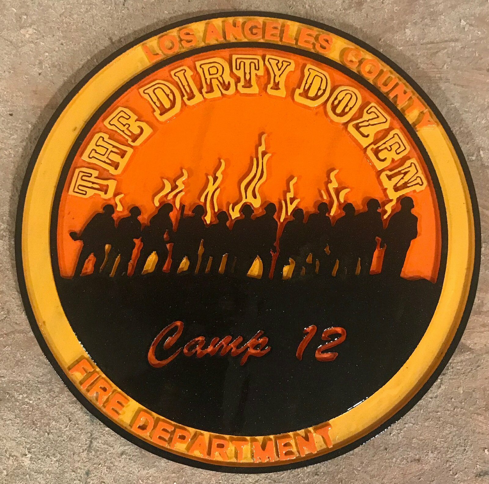 Fire Department LA County Dirty Dozen 3D routed patch sign plaque Custom carved