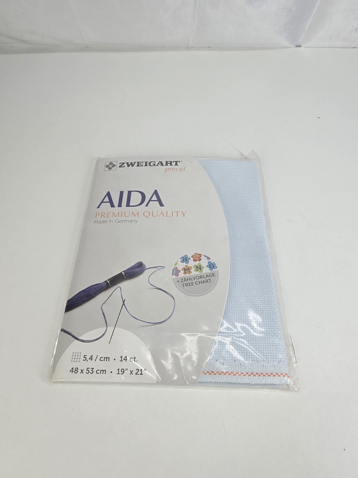 Ice Blue 14 Count Zweigart Aida cross stitch fabric - v48 x 68 cm
