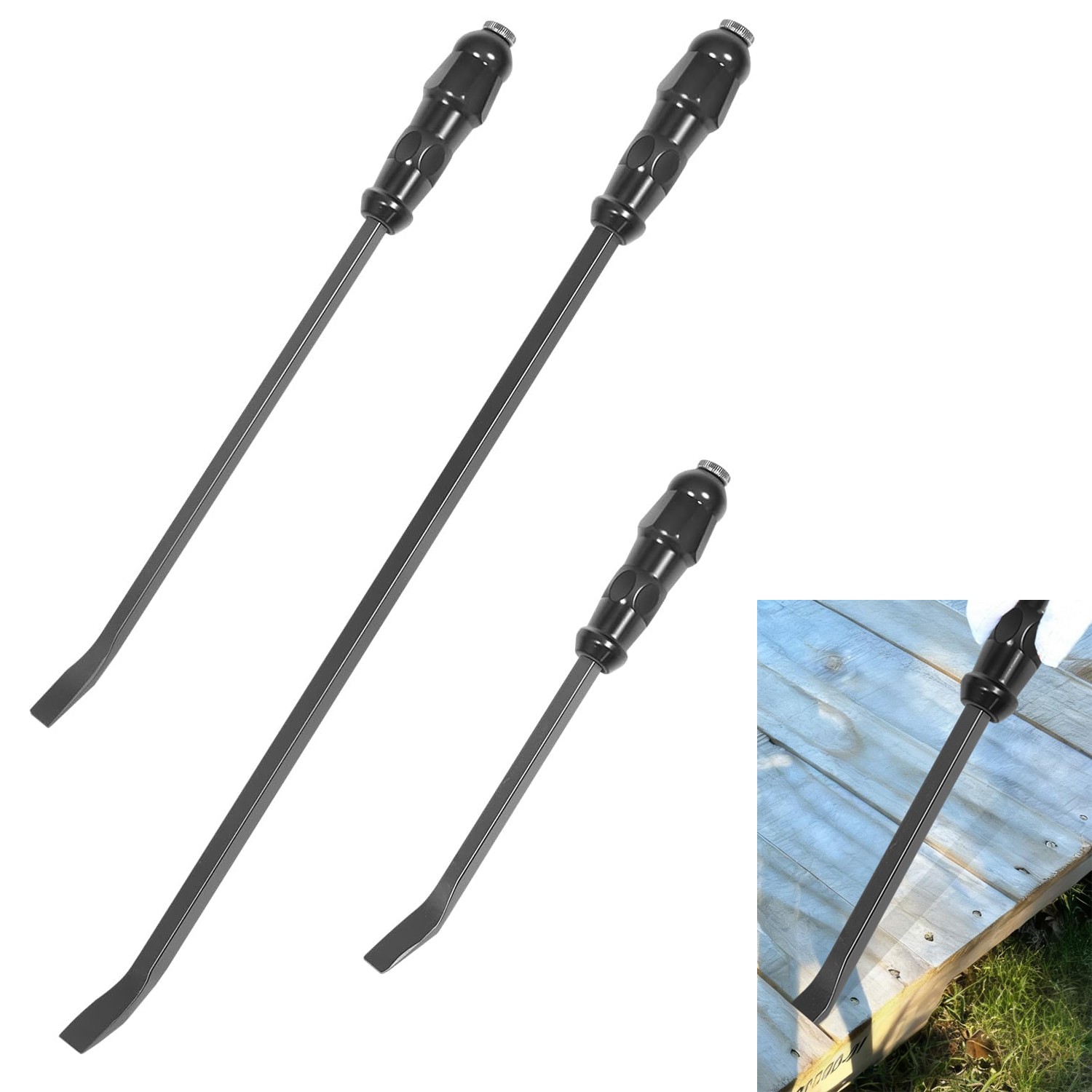 LSQ42103 Angled End Handled Pry Bar with Striking Cap Set 3pcs 12 17 25 in.