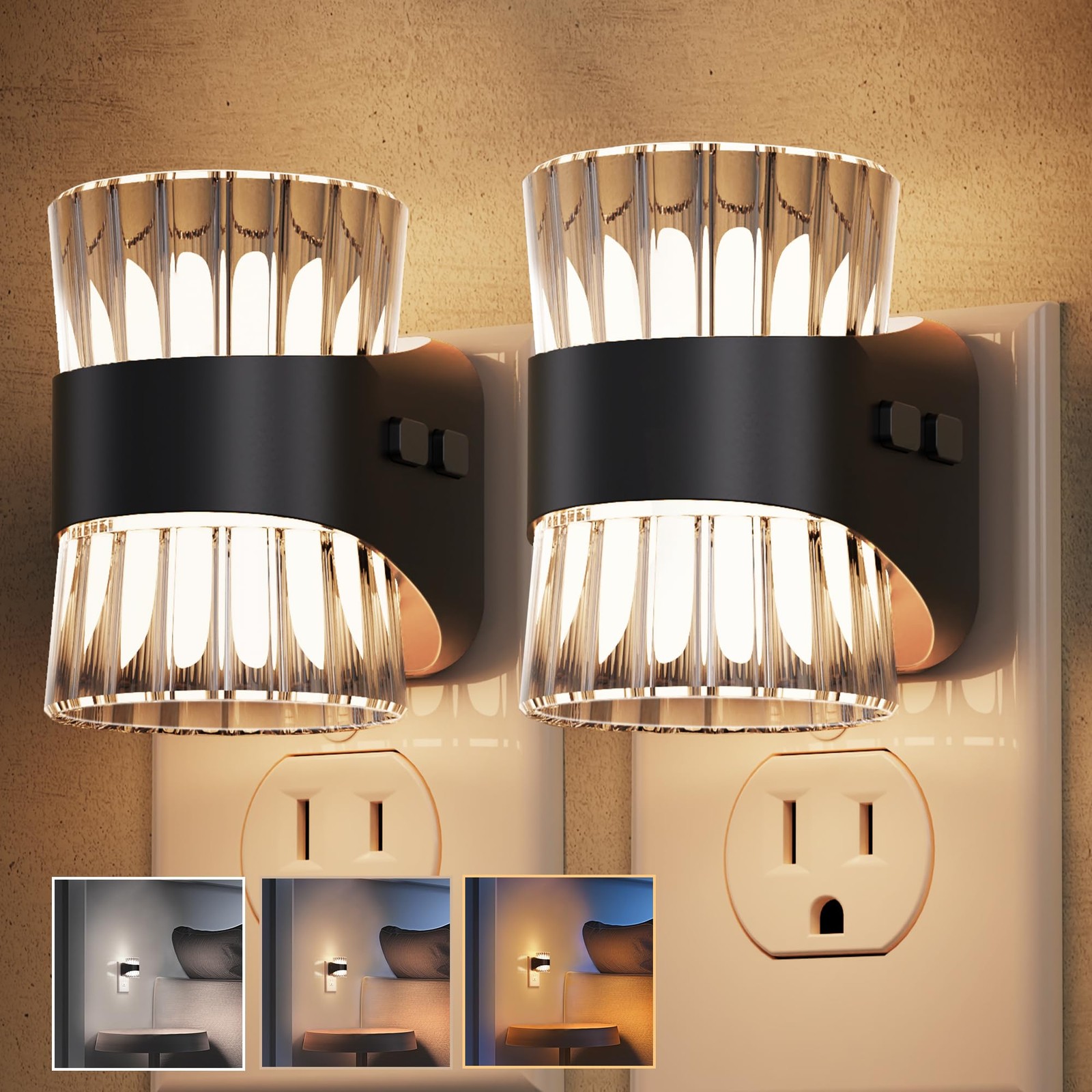 Night Light, Modern Night Lights Plug into Wall,2 Pack 3000K/4000k/5000K Adju...