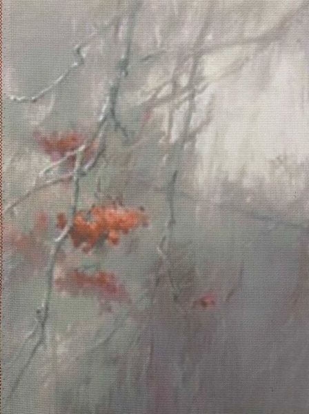 Crimson Mist Designer Printed AIDA Fabric. Canvas for embroidery with an appl...