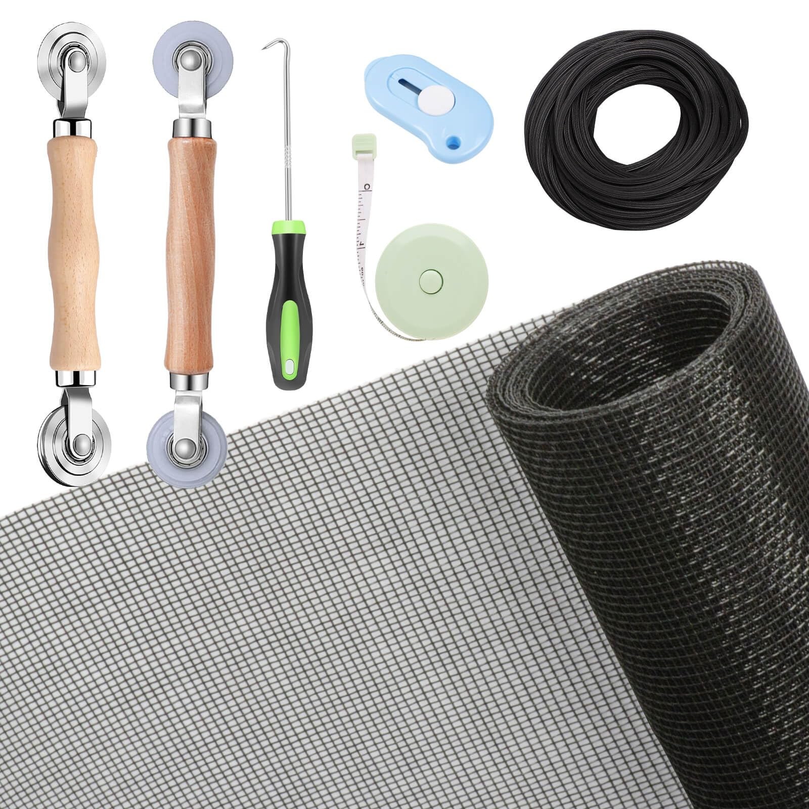 Window Screen Repair Kit - 48"x118" Fiberglass Mesh with Tools for Replacement