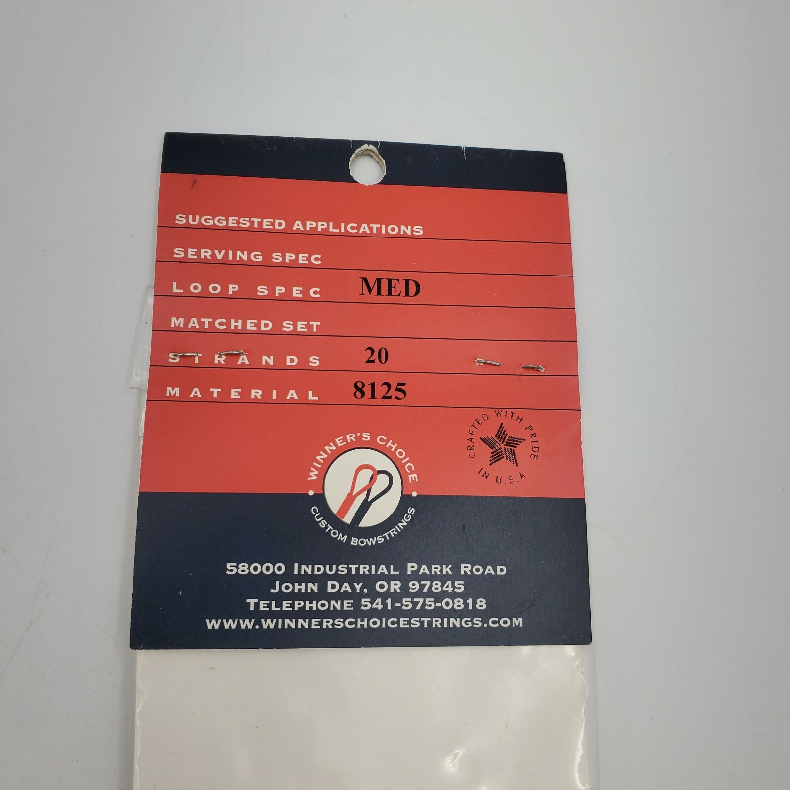 Winner's Choice 37 1/4" Length Loop Spec Med 20 Strand Material 8125 Bowstring