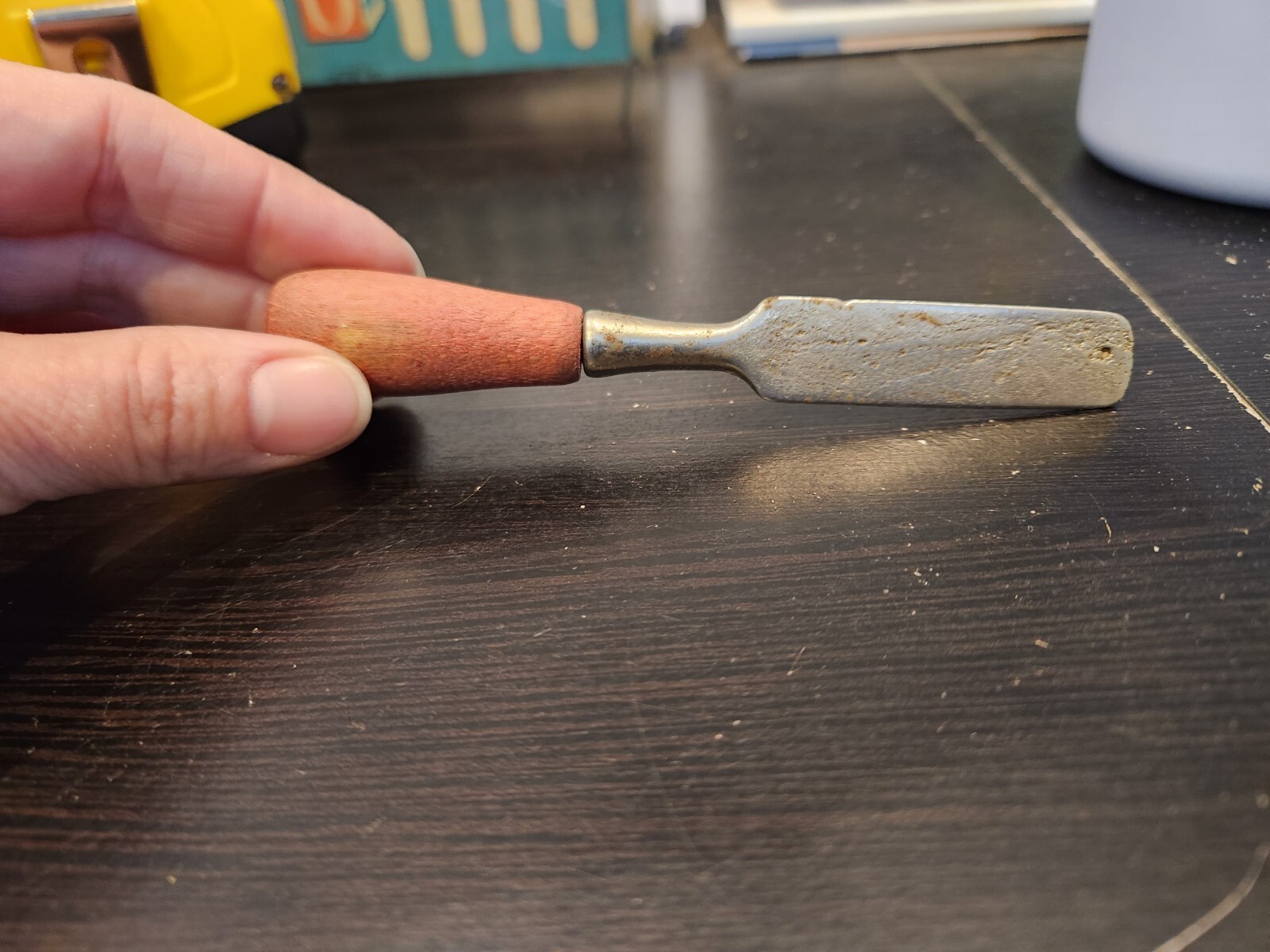Vintage Chisel with Wood Handle - Carpentry Tool
