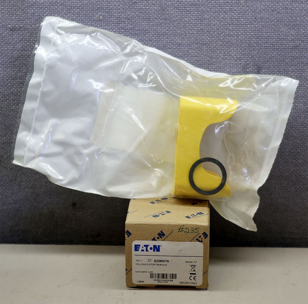 Eaton E22MGTA 22mm Yellow E-Stop Pushbutton Shroud Guard New