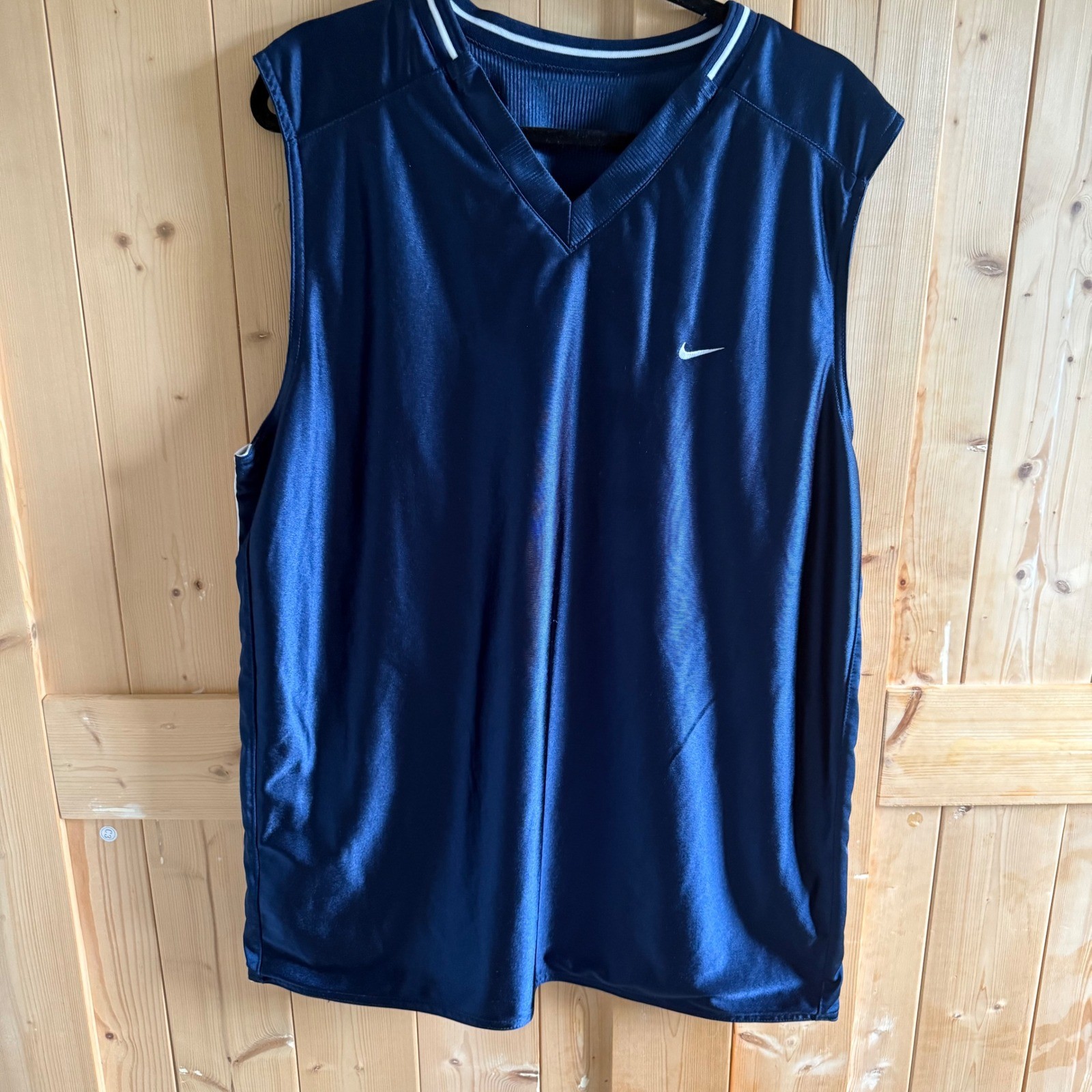 Nike Men's XL Reversible Basketball Jersey Blank Navy Blue Solid Sleeveless