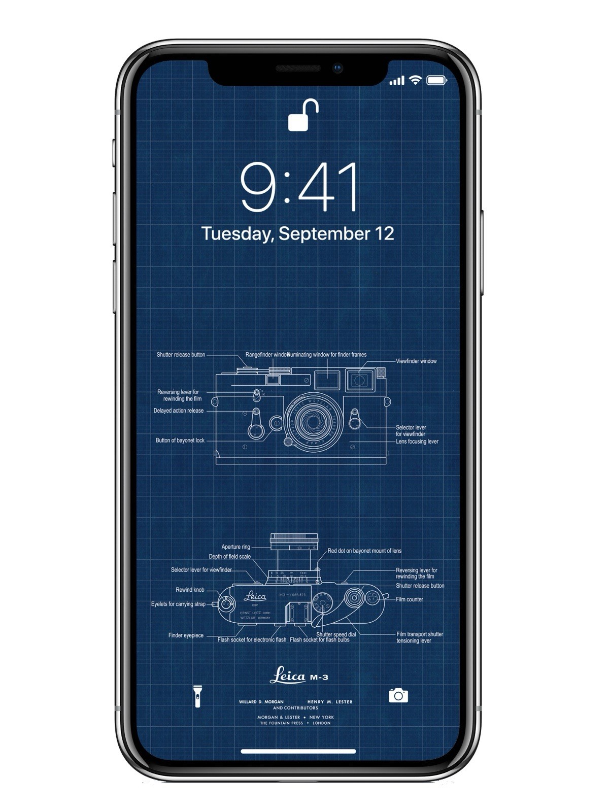 Leica M3 Camera - 5 Blueprint Design Wallpaper for Mobile Phone Smartphone iPad