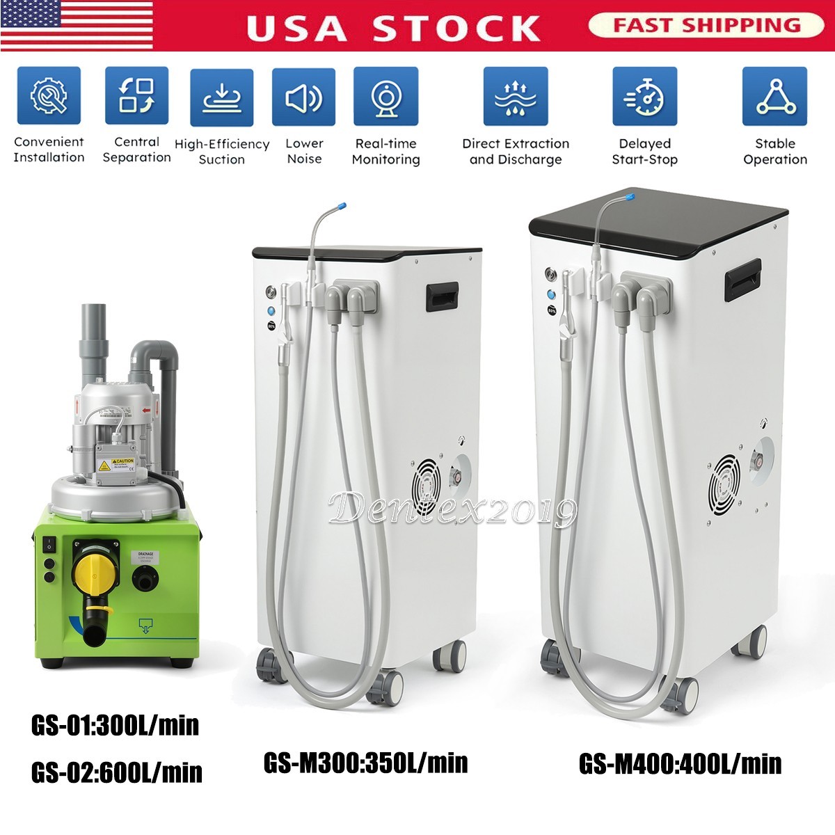 Portable Dental Suction Unit System Mobile Vacuum Pump Machine 300L/min-600L/min