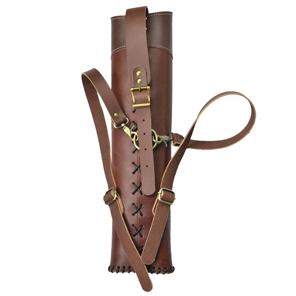 Brown Leather Back Quiver AF Archery 20 Arrows Capacity Traditional Bow Horsebow