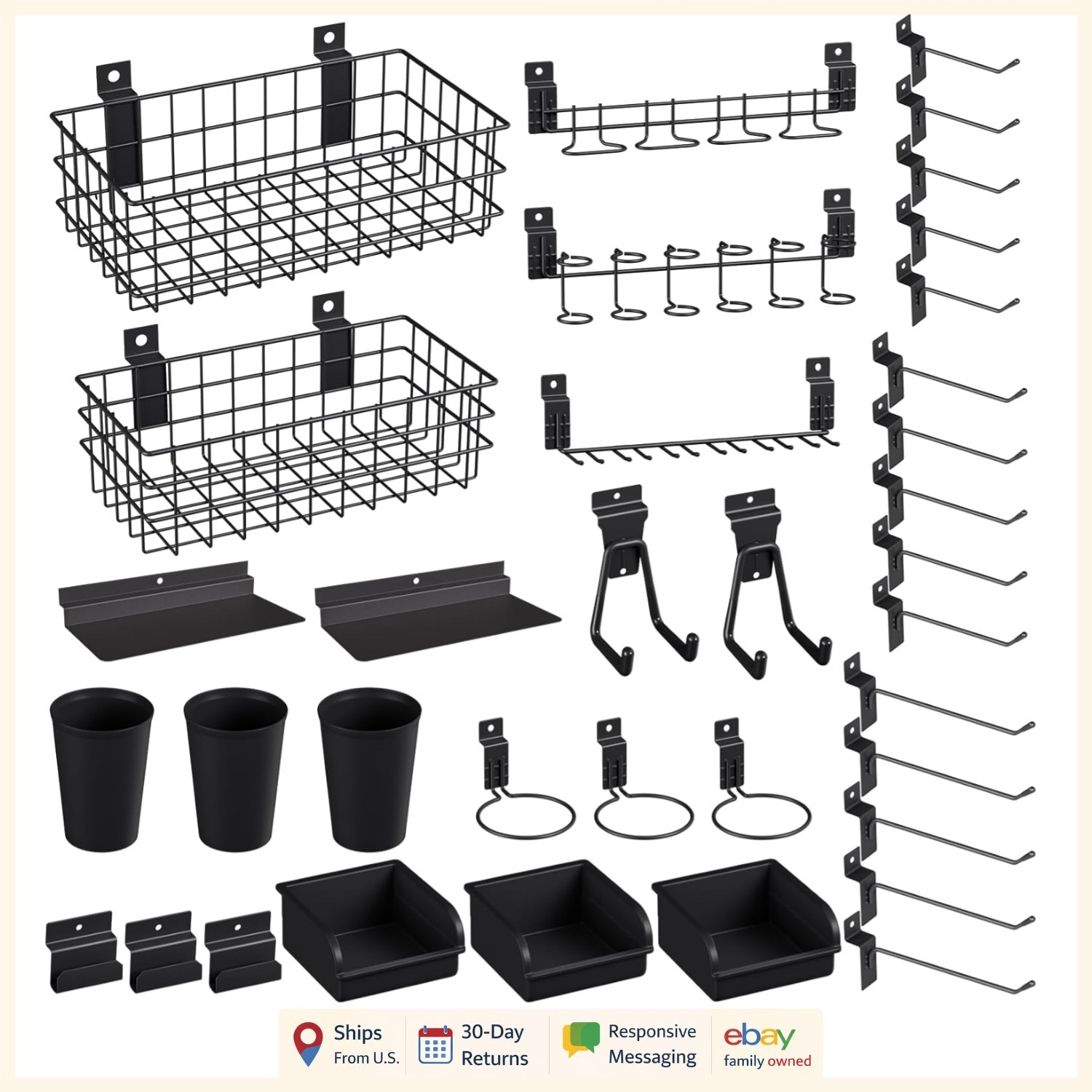 Multi-Piece Slatwall Accessories for Home Organization with Easy Installation