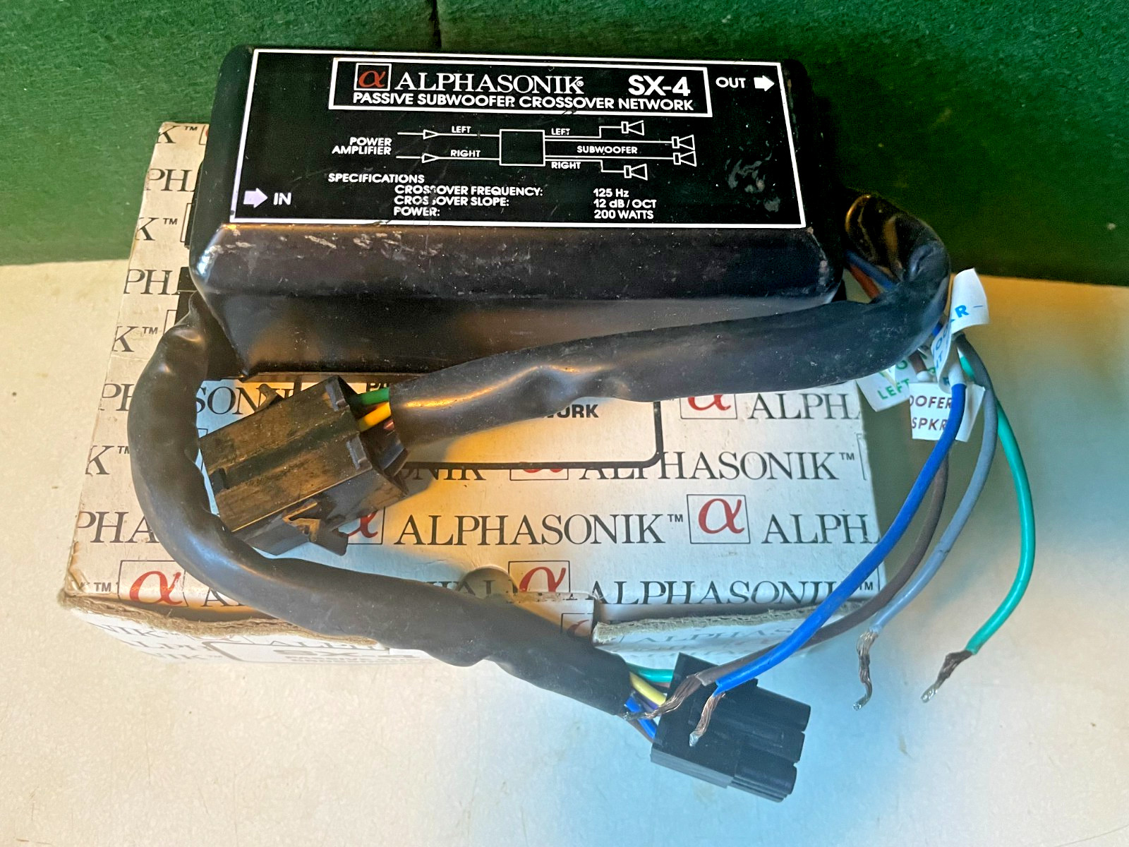 Vintage Alphasonik SX-4 Car Audio Passive Crossover for Stereo Subwoofers, 125Hz