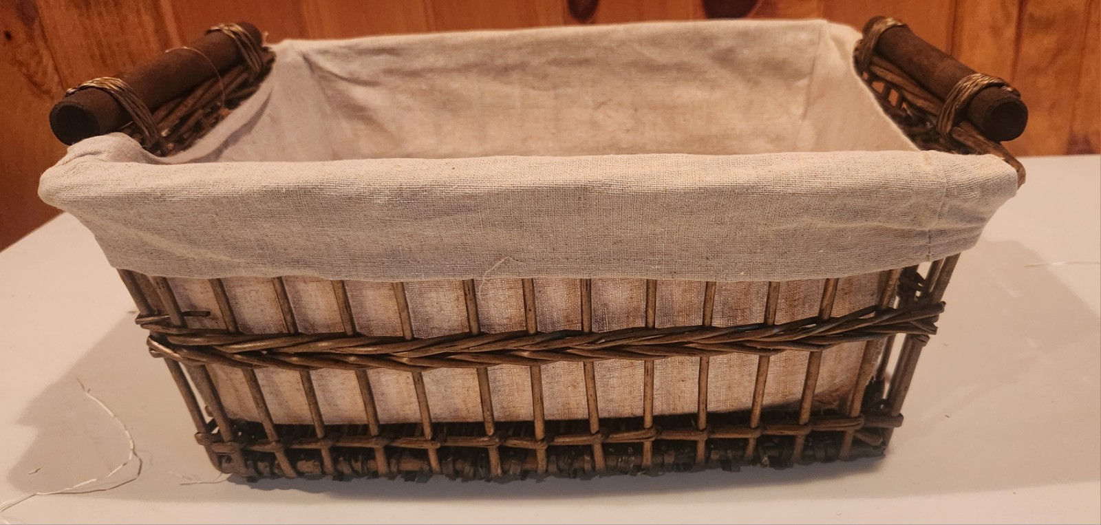 Basket wicker Woven Lined Handle Decor display holiday Housewarming moving gift