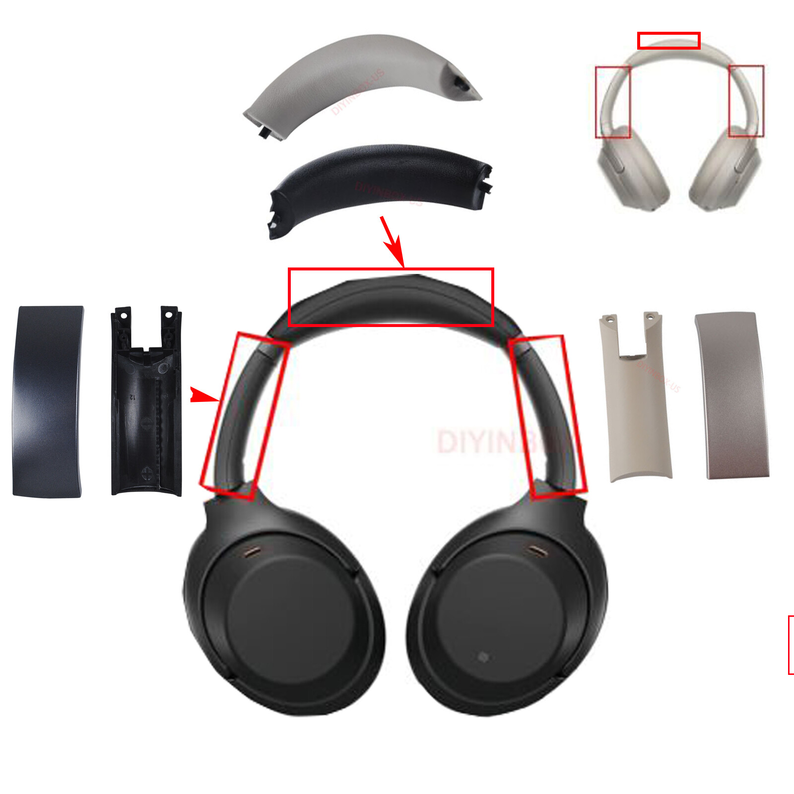 Replacement Side Slider Cover Part kit for Sony MDR-1000X WH-1000XM2 Headphones