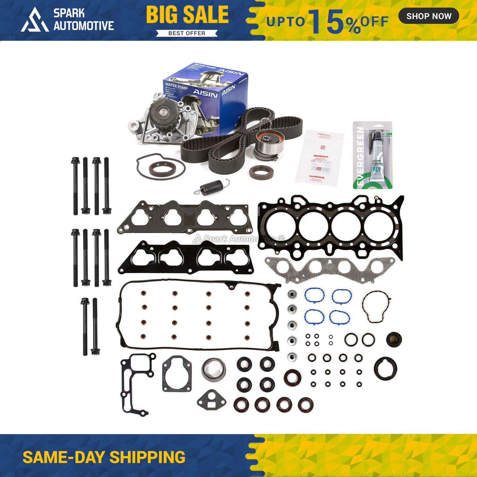 Head Gasket Set Timing Belt Kit AISIN Water Pump Fit 01-05 Honda D17A1