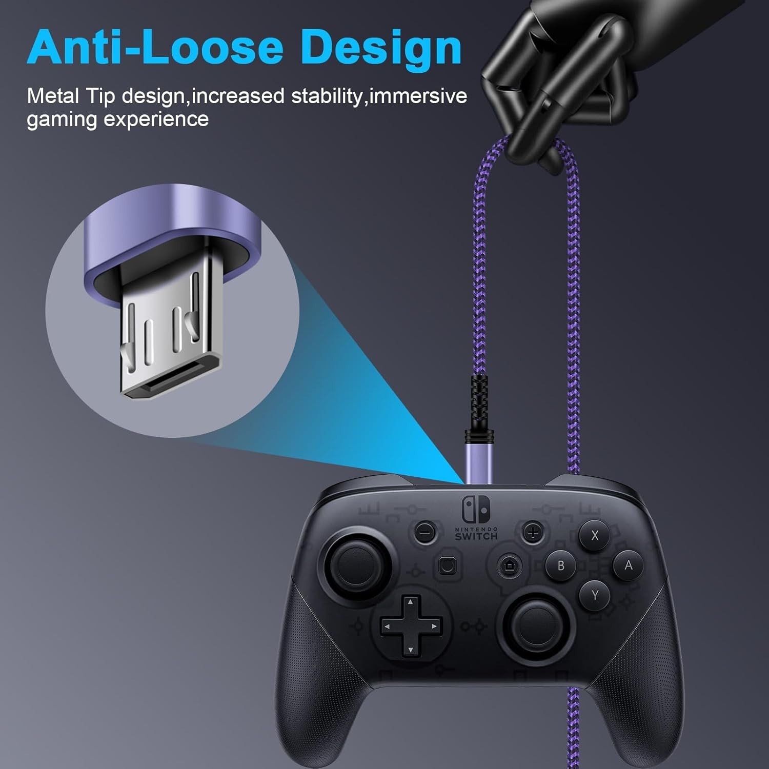 Durable Nylon Braided 6FT Micro USB Cable - Perfect for Kindle & Gaming Consoles