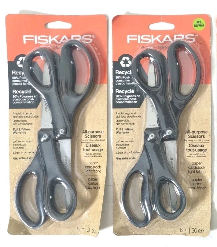 (4) ALL-PURPOSE 8" STRAIGHT SCISSORS STAINLESS STEEL BLADES NEW