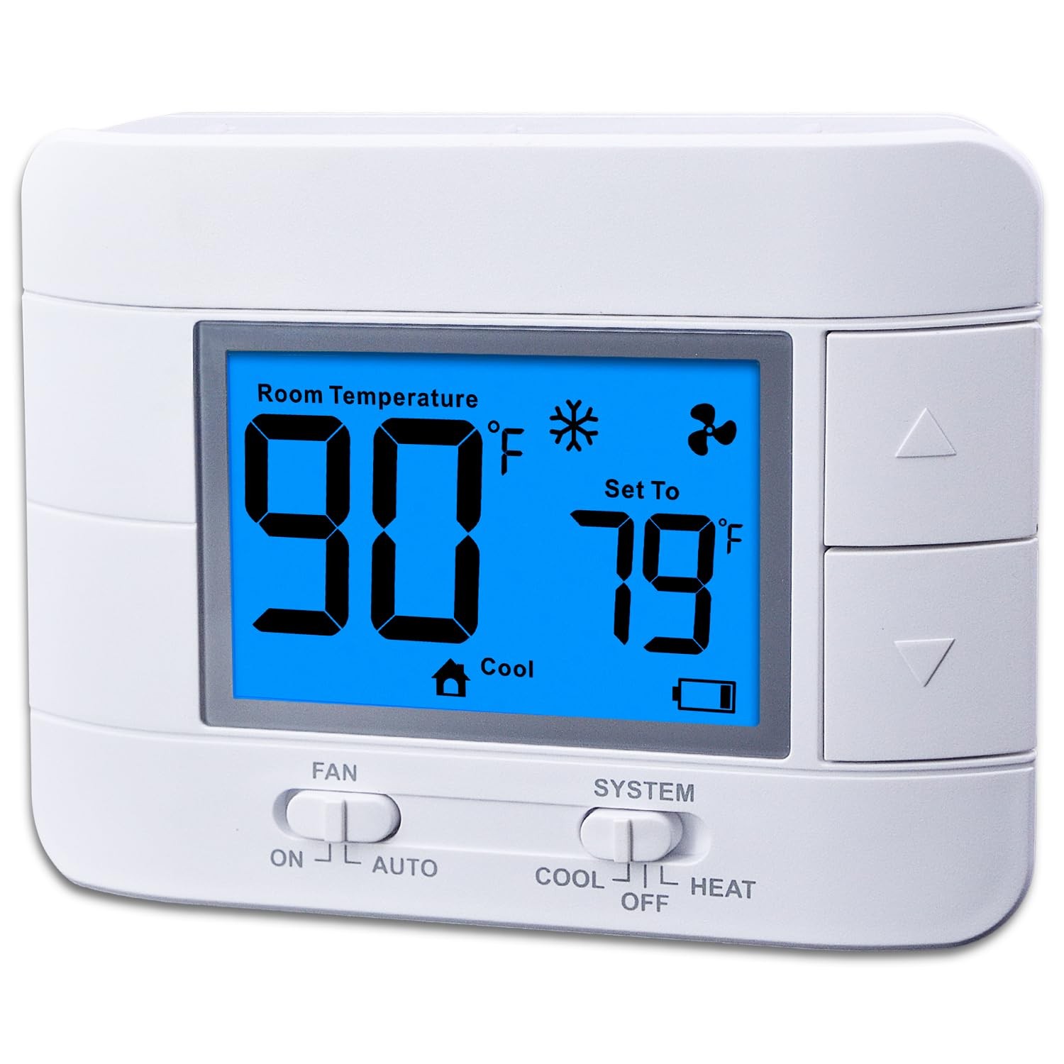 Non Programmable Thermostat for Home - Single Stage 1H/1C, Blue Backlight