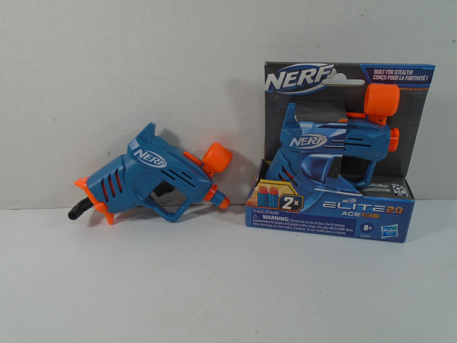 2--HASBRO NERF BLUE ELITE 2.0 ACE SD 1 GUNS (1 NEW & 1 USED)