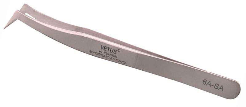 Genuine Vetus 6A-SA Eyelash Extension Sharped Hooked Point Tweezers