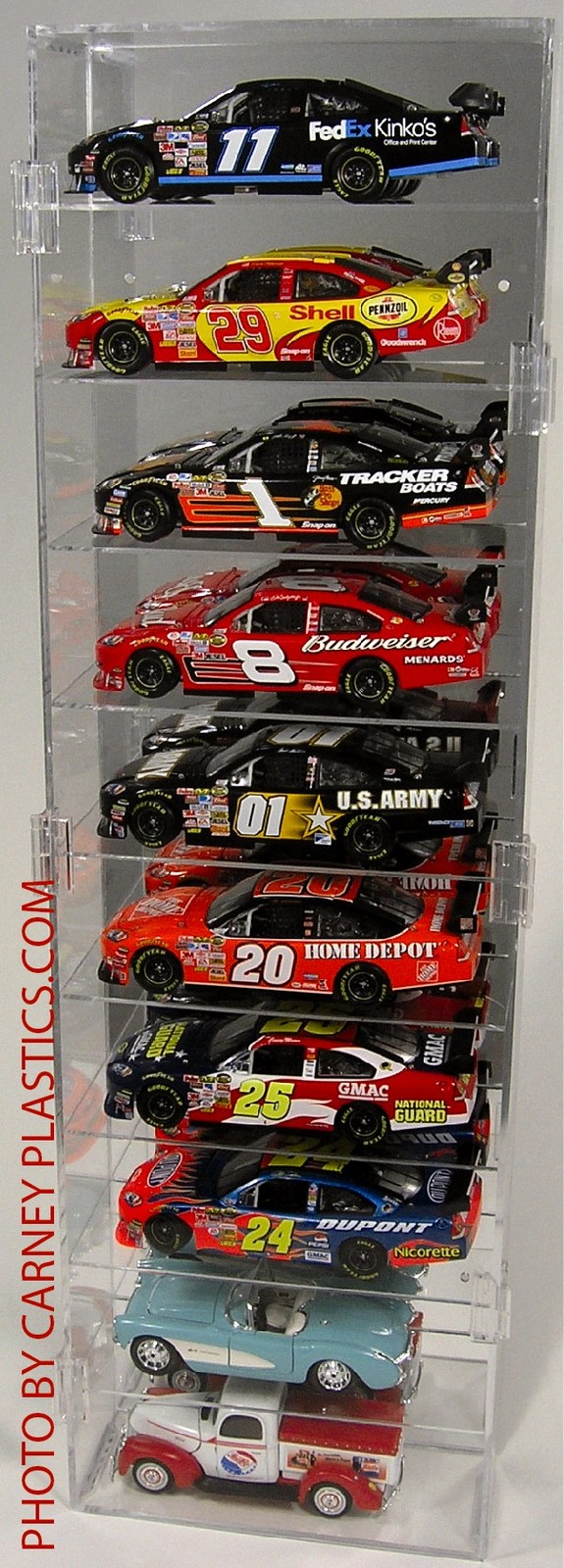 NASCAR  Die cast 10  Car 1:24 Vertical - fits RCCA - Display Case