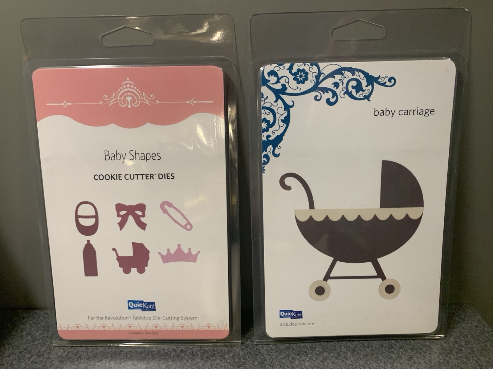 QuicKutz Baby Carriage 4x4, 1 Cutting Die Set REV-0107-S + Baby Shapes Dies
