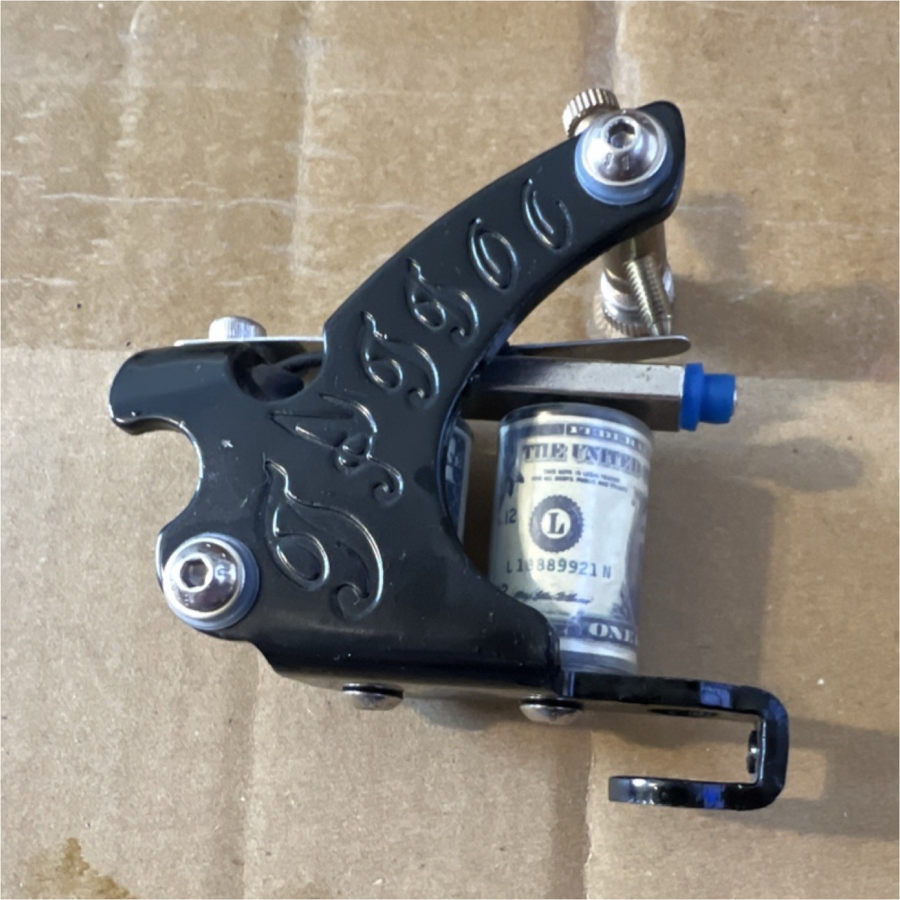 Black Coil Tattoo Machine Dollar Design, Frame, Coils, Armature Bar