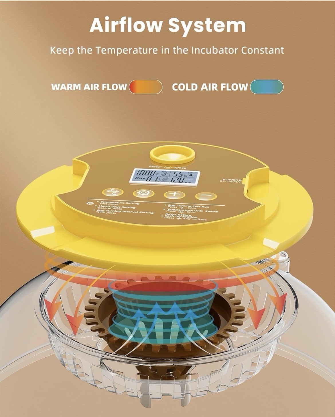 18 Egg Incubator with Automatic Egg Turning With Digital Control Builtin Candler