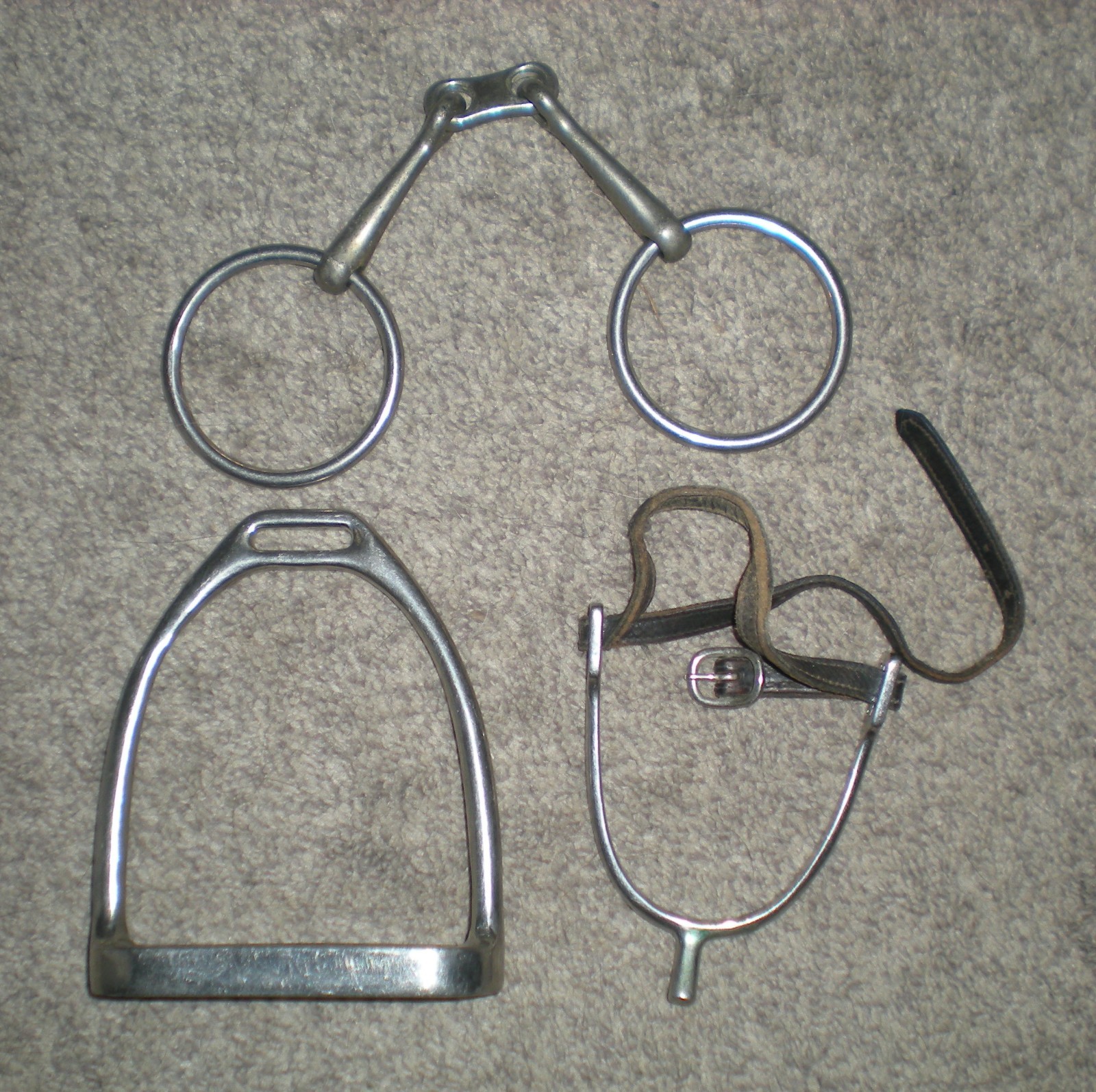 English O Ring French Link Bit Stainless Steel 1 Korsteel Iron + Spur with Strap