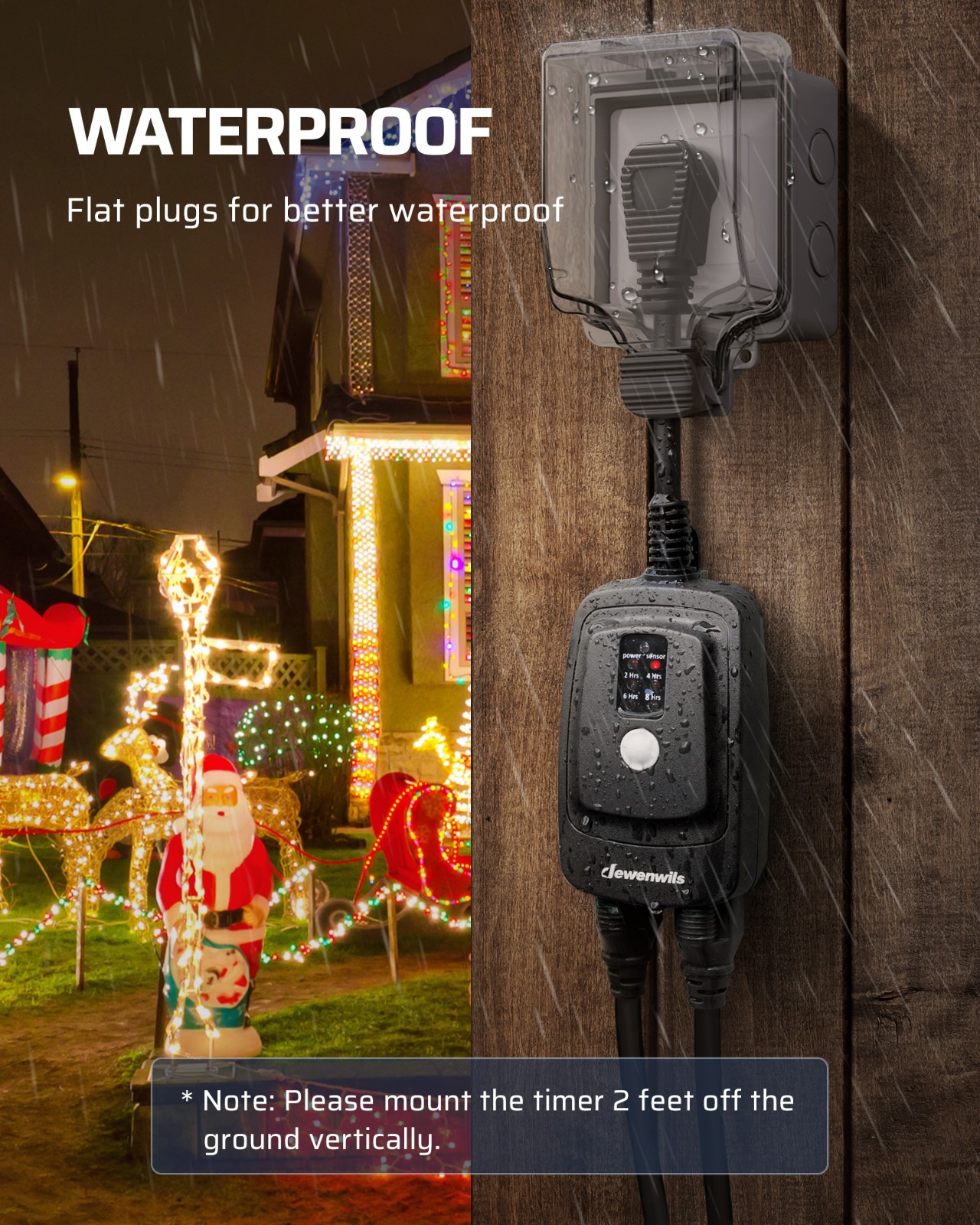 DEWENWILS Christmas Light Timer Outdoor, Dusk to Dawn Sensor & Remote Control