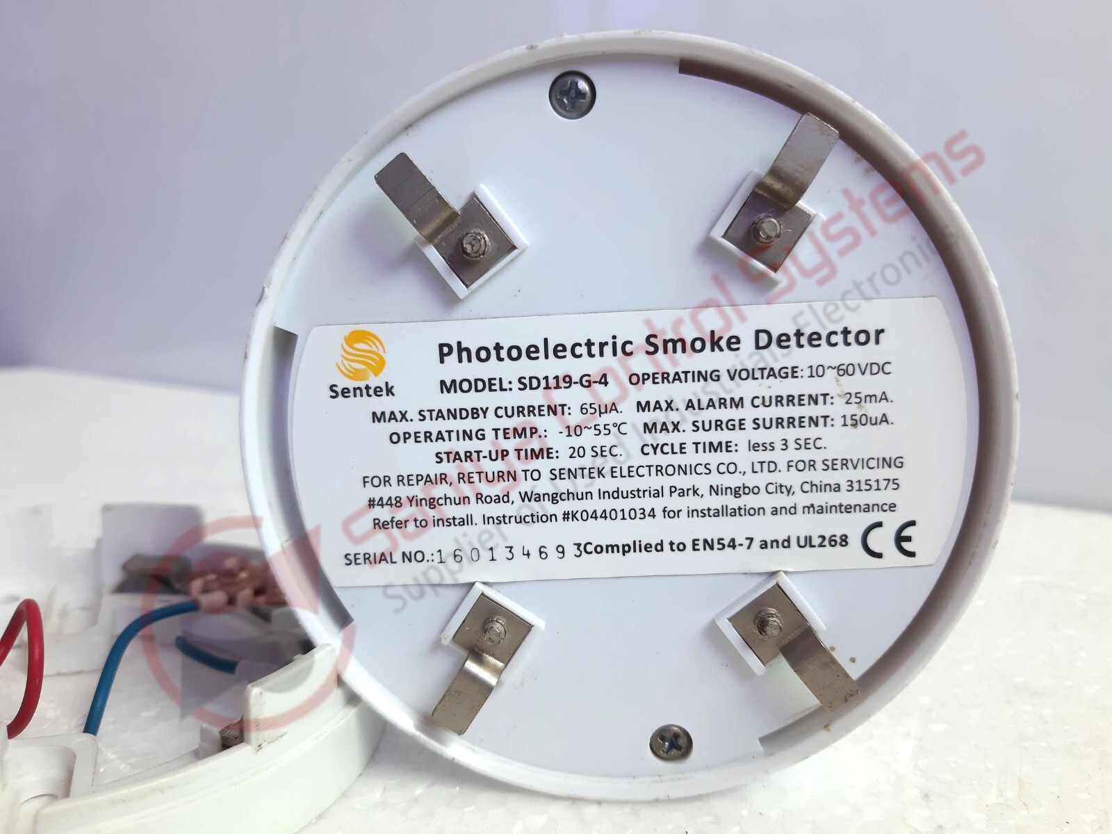 Sentek SD119-G-4 Photoelectic Smoke Detector With Base